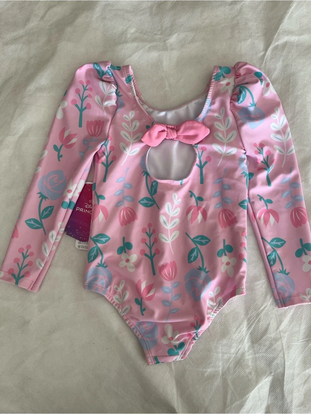 Disney's princess one-piece swimsuit little girls 3T long sleeve pink